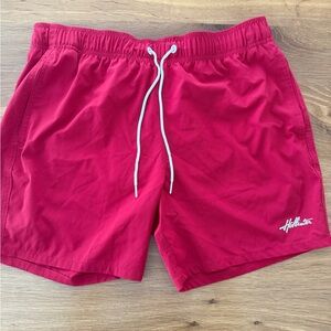 Hollister Red Swim Trunks Quick-Dry Elastic Waist Large